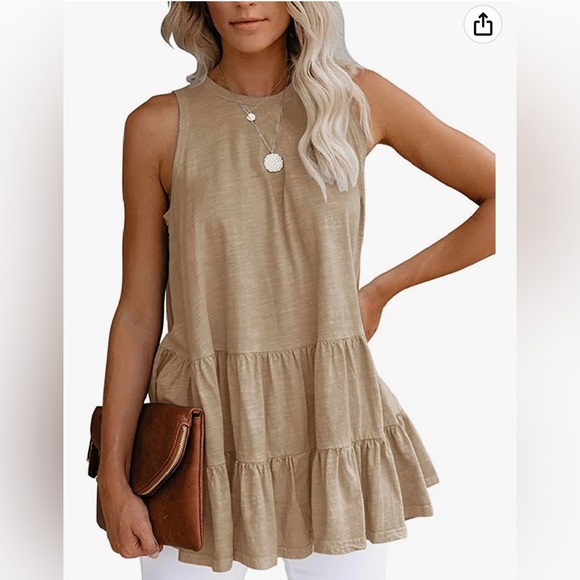 Unbranded Tops - LARGE tiered tank top tan khaki